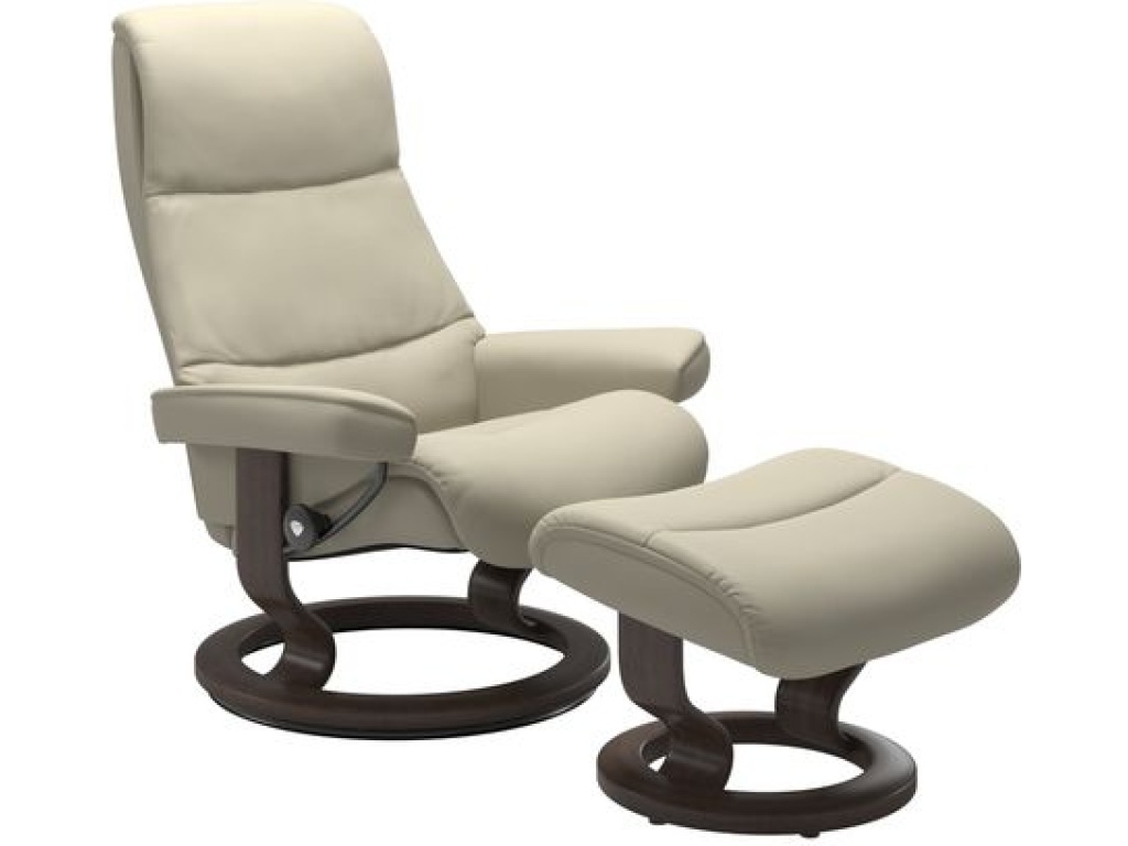 View (M) Classic Base Recliner with Ottoman