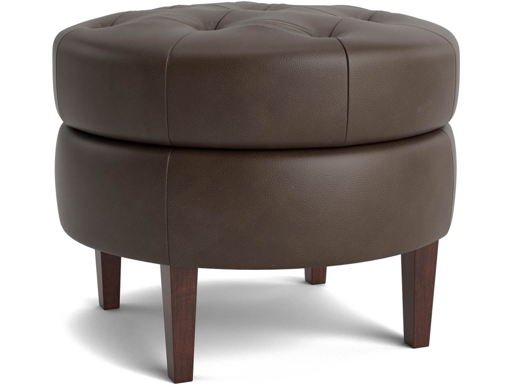 Delway Round Leather Ottoman