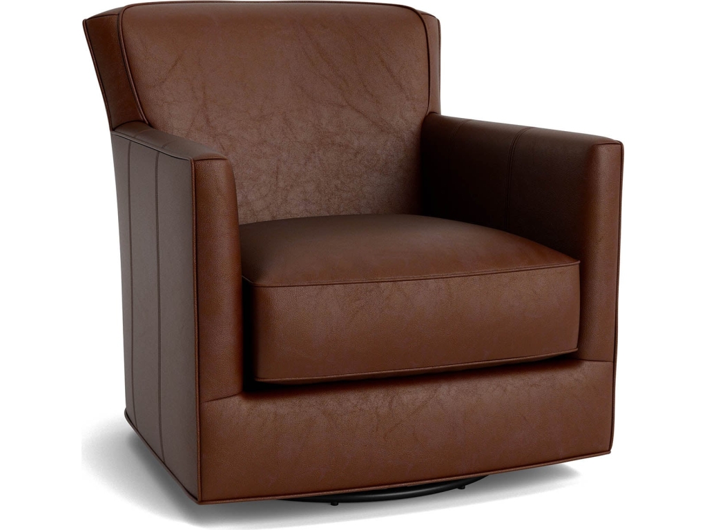 New American Living Leather Thin Track Arm Swivel Chair