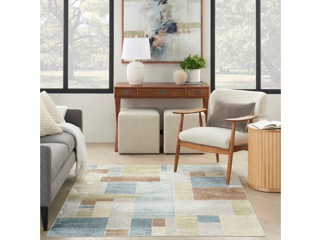 Astra Machine Washable ASW09 Blue Green Multi Area Rug