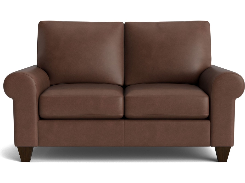 True Custom™ Leather Large Roll Arm Loveseat