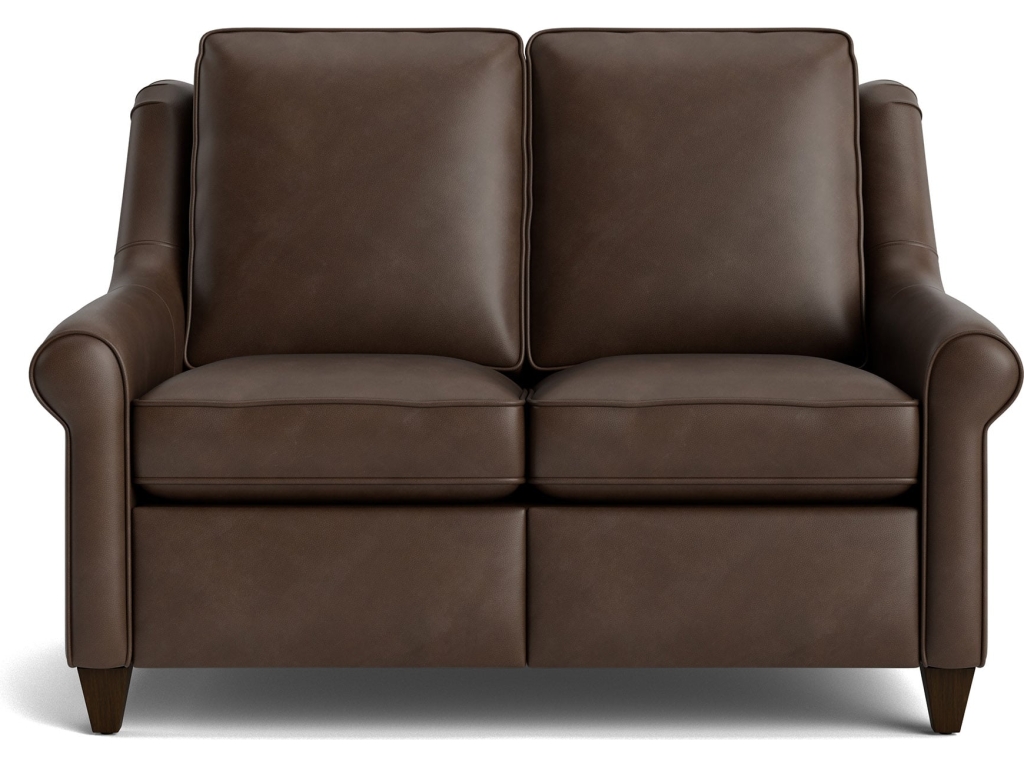 Magnificent Motion Reclining Leather Roll Arm Loveseat