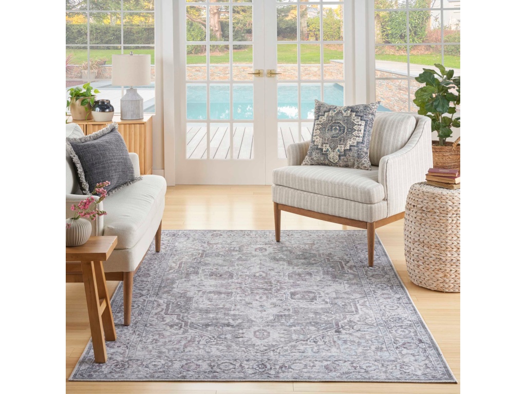 Nicole Curtis Series 1 SR101 Ivory Grey Washable Rug