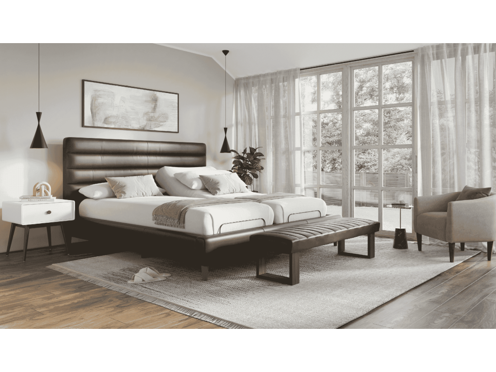 Novella Adjustable Split 44" Complete Split King Bed with Rails, Footboard and Adjustable Platform